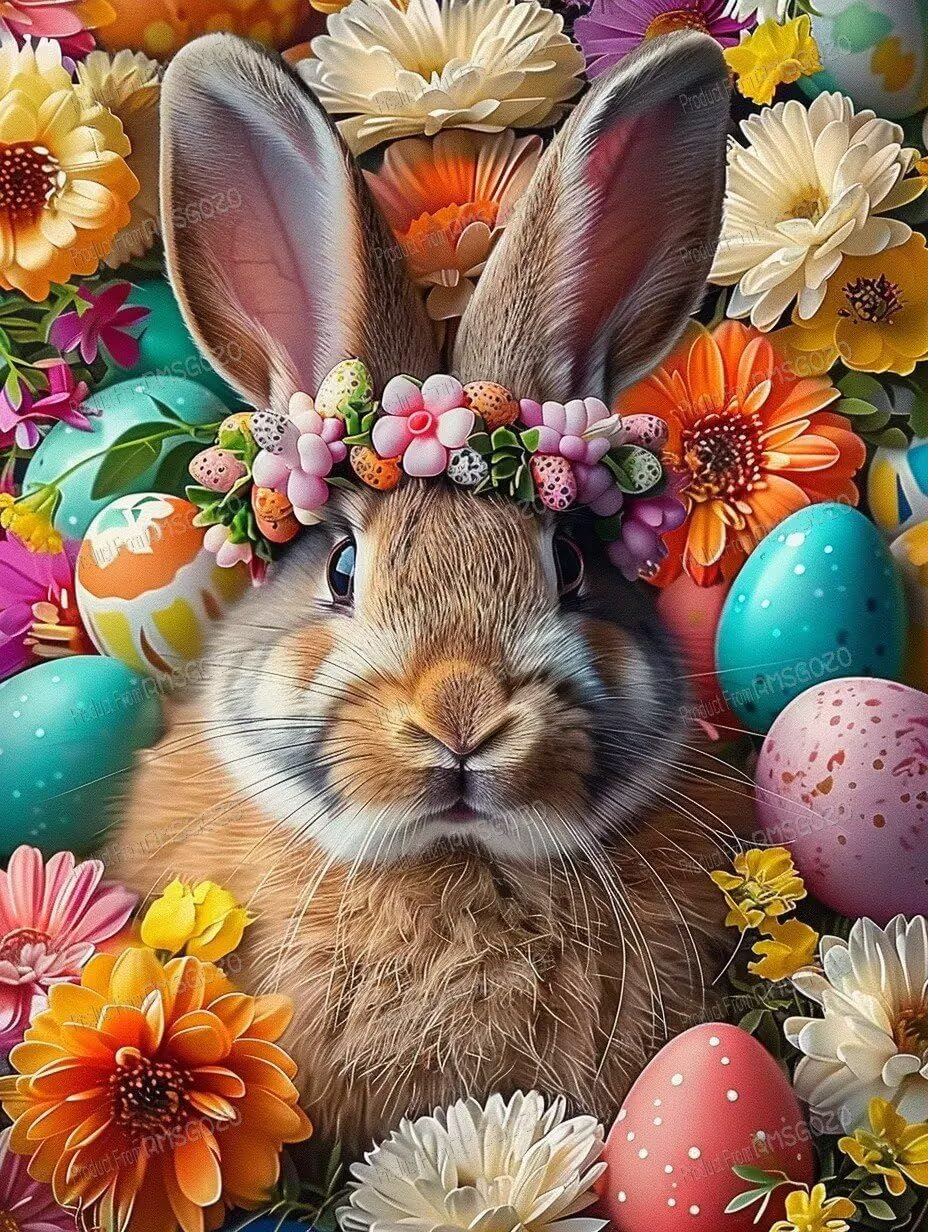 RMSGOZO DIY Cute Flower Bunny Diamond Art Kits for Adults