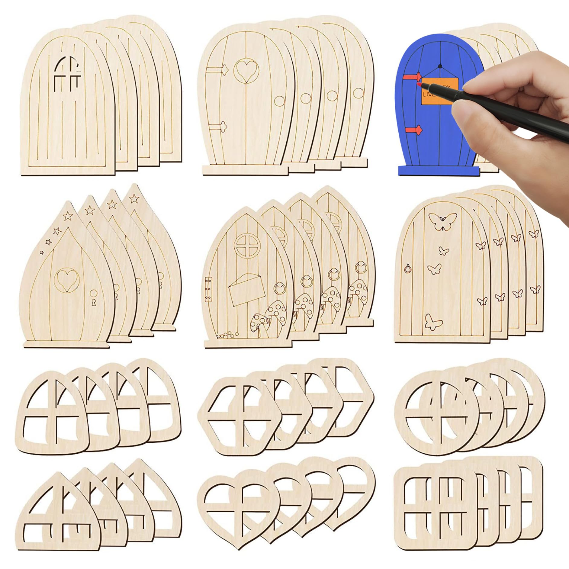 Decoración Infantil Jardín Puerta De Hada Para Árbol - Mini Puerta Mágica De Madera Para Jardín O Interior Accesorio Hadas Madera