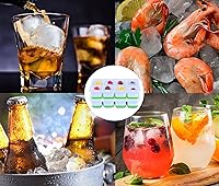 Vista 6 de Bandejas grandes para cubitos de hielo con tapa, paquete de 2 moldes apilables de silicona para congelador, fácil liberación, 16 bandejas de hielo