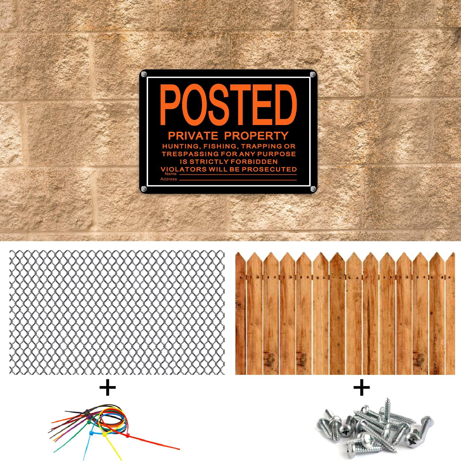 Tandefio 8 letreros reflectantes de aluminio para no invadir, propiedad privada, letreros de metal para no caza o paso de camino, para advertencia, no caza, pesca, atrapamiento, uso en interiores y