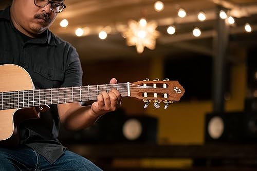 Miniatura 20 de Ortega Guitars 6 cuerdas Family Series Pro Solid Top Acústico-Eléctrica Nylon Guitarra Clásica con Bolsa, Derecha (RCE131)