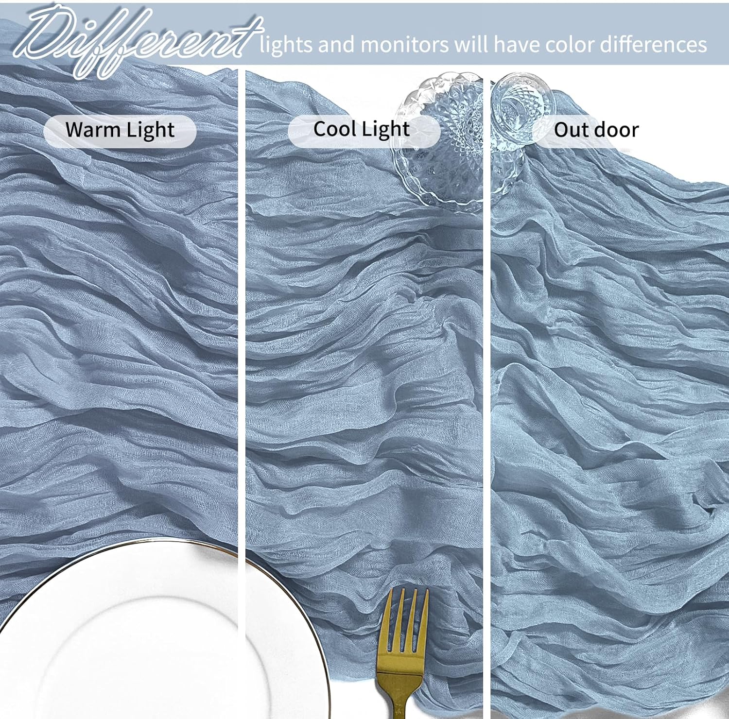 25 Pack Dusty Blue Cheesecloth Table Runner 17 x 108 Inch Gauze Table Runner Fabric Semi Sheer Cheese Cloth Table Runner Bulk for Rustic Romantic Wedding Baby Shower Table Decoration