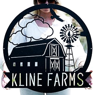 Personalized Farm Sign | Metal Barn Windmill Sign | Custom Ranch Decor | Barn Art | Large Rustic Sign | Personalized Wedding Gift | Outdoor Barn Sign | Boho Decor | Family Farm Sign | Metal Wall Art