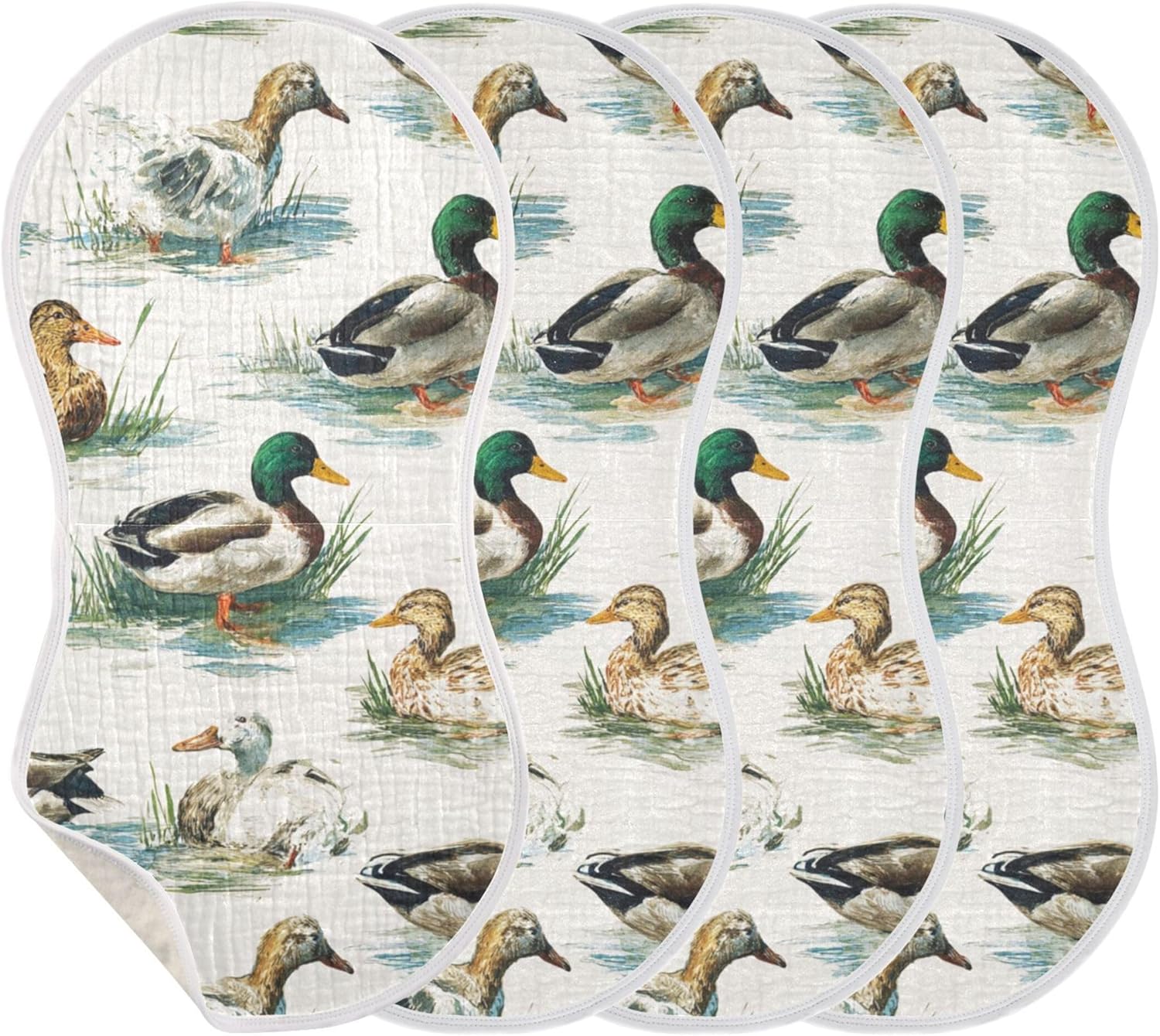 Mallard Bird Vintage Burp Cloths Baby Boys Girls Absorbent Soft Cotton Burping Cloths Rags 4 Pack