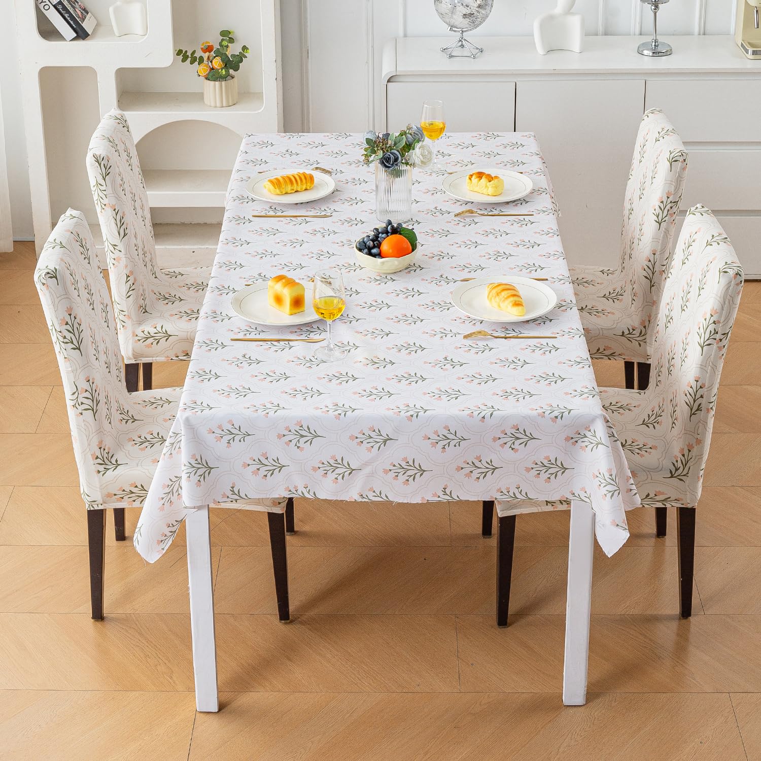 House of Quirk Dining Table Cover Waterproof for Kitchen Dining, Polyester Table Cloth Dust and Oil Repellent, Kitchen Décor (140x180cm, Gulbahar, 1 Table Cover)