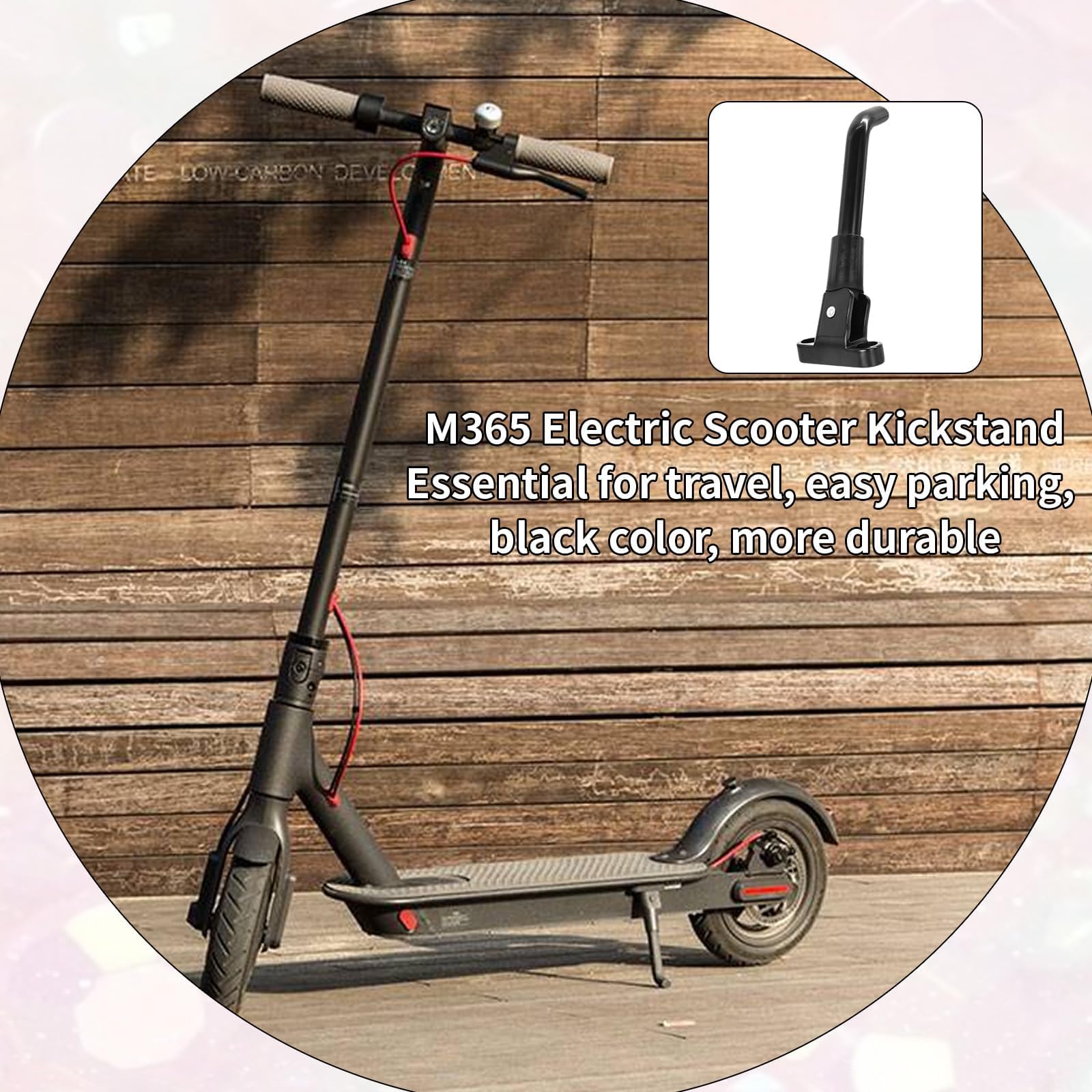 Soporte universal para patinete eléctrico compatible con Xiaomi M365/Pro/Pro2/1S/Scooter 3. Soporte lateral plegable, aluminio, incluye 2 tornillos, fácil montaje, resistente, color negro