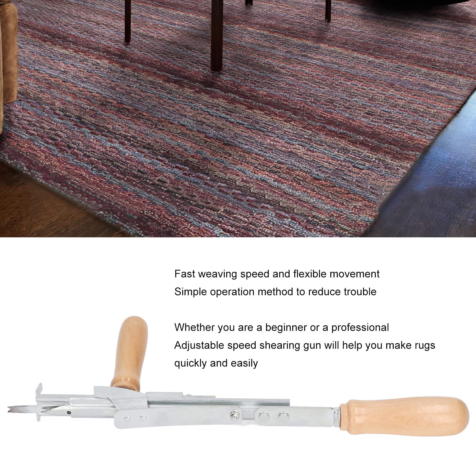 Natudeco Hand-Tufting-Maschine, Manuelle Teppichmaschine Teppichwerkzeuge, Tragbare Teppichpistole, Teppichmaschine Mit Buchenholzgriff Zum Nähen von Teppichen Für Tufting-Anfänger