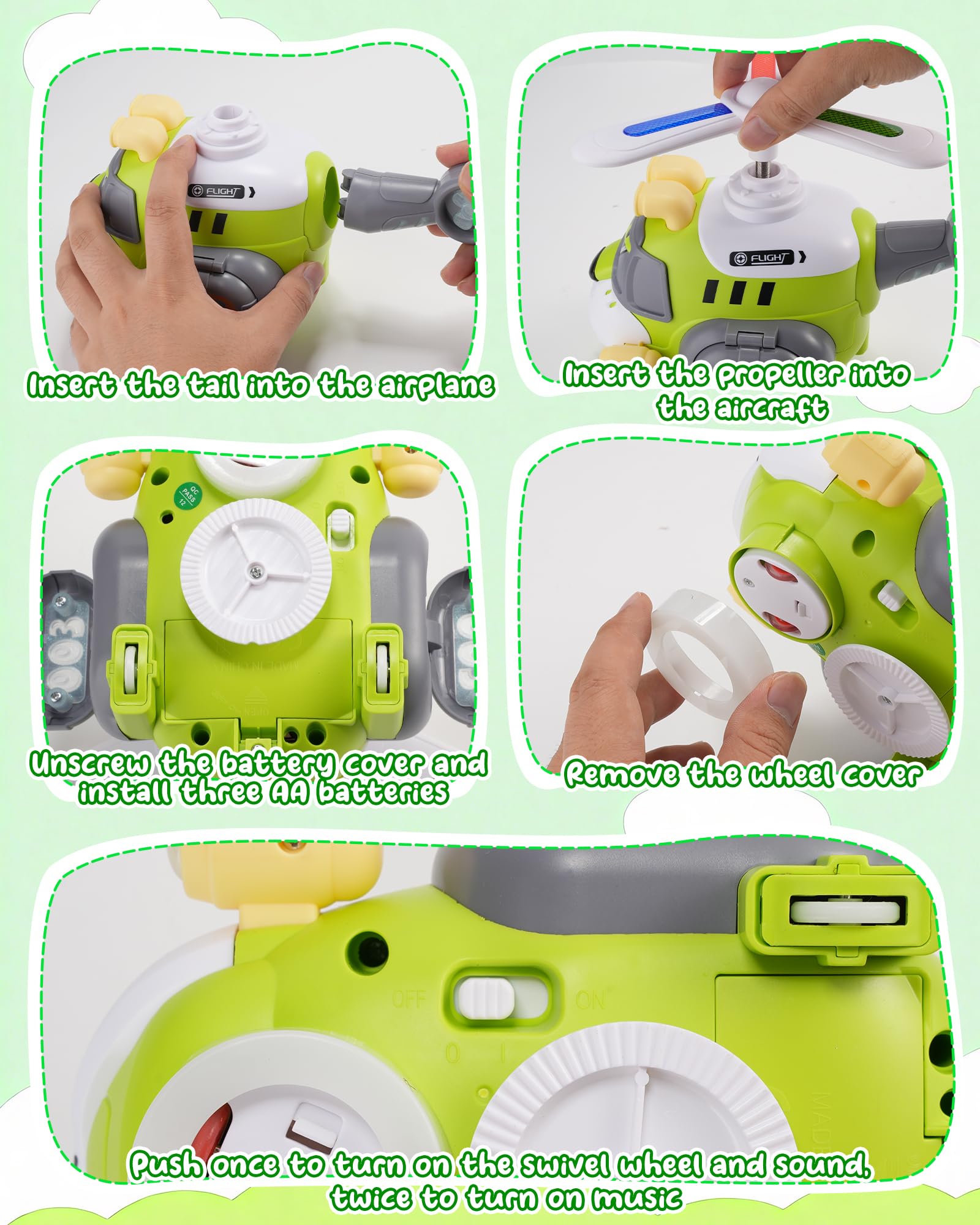 Jouet d'avion pour enfants de style tigre - jouet d'hélicoptère électrique avec lumières et sons, hélice tournante à 360 °, action Bump-and-Go - jouet éclairé pour tout-petits âges de 3 à 7 ans