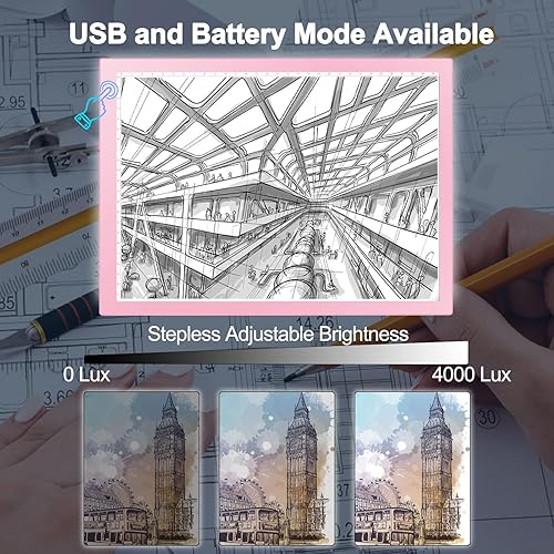 Miniatura 88 de LitEnergy Kit de almohadilla de luz LED de 9 x 12 pulgadas, tablero de luz alimentado por USB, caja de luz de brillo ajustable con 108 ranuras