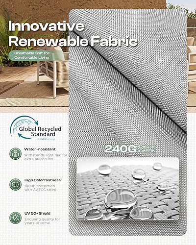 Miniatura 4 de Juego de muebles de aluminio para patio al aire libre con mesa de centro de doble capa, juegos de conversación de patio modernos de 4 piezas con