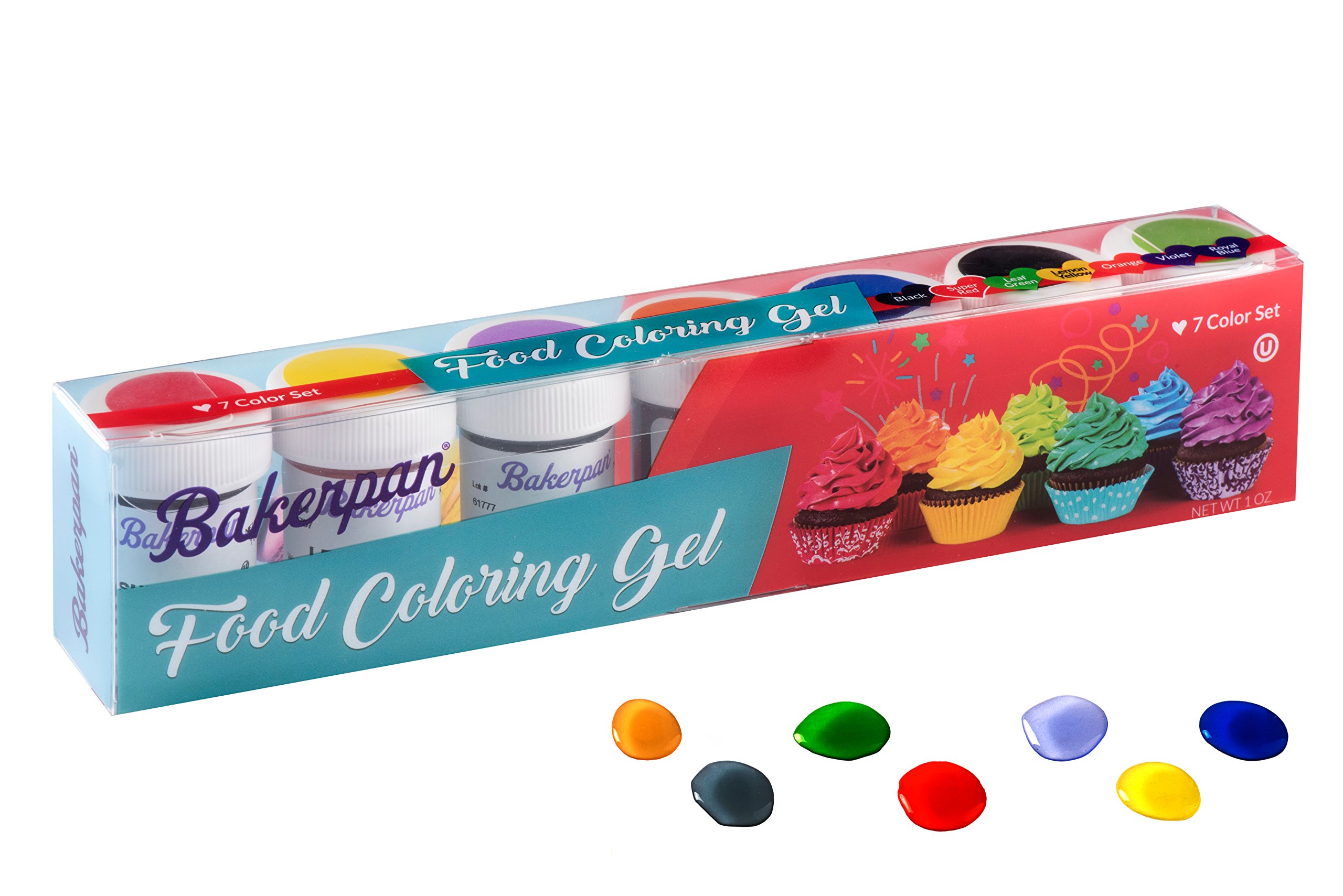 Bakerpan Food Coloring Gel Concentrate 1 Oz. Jars, For Icing