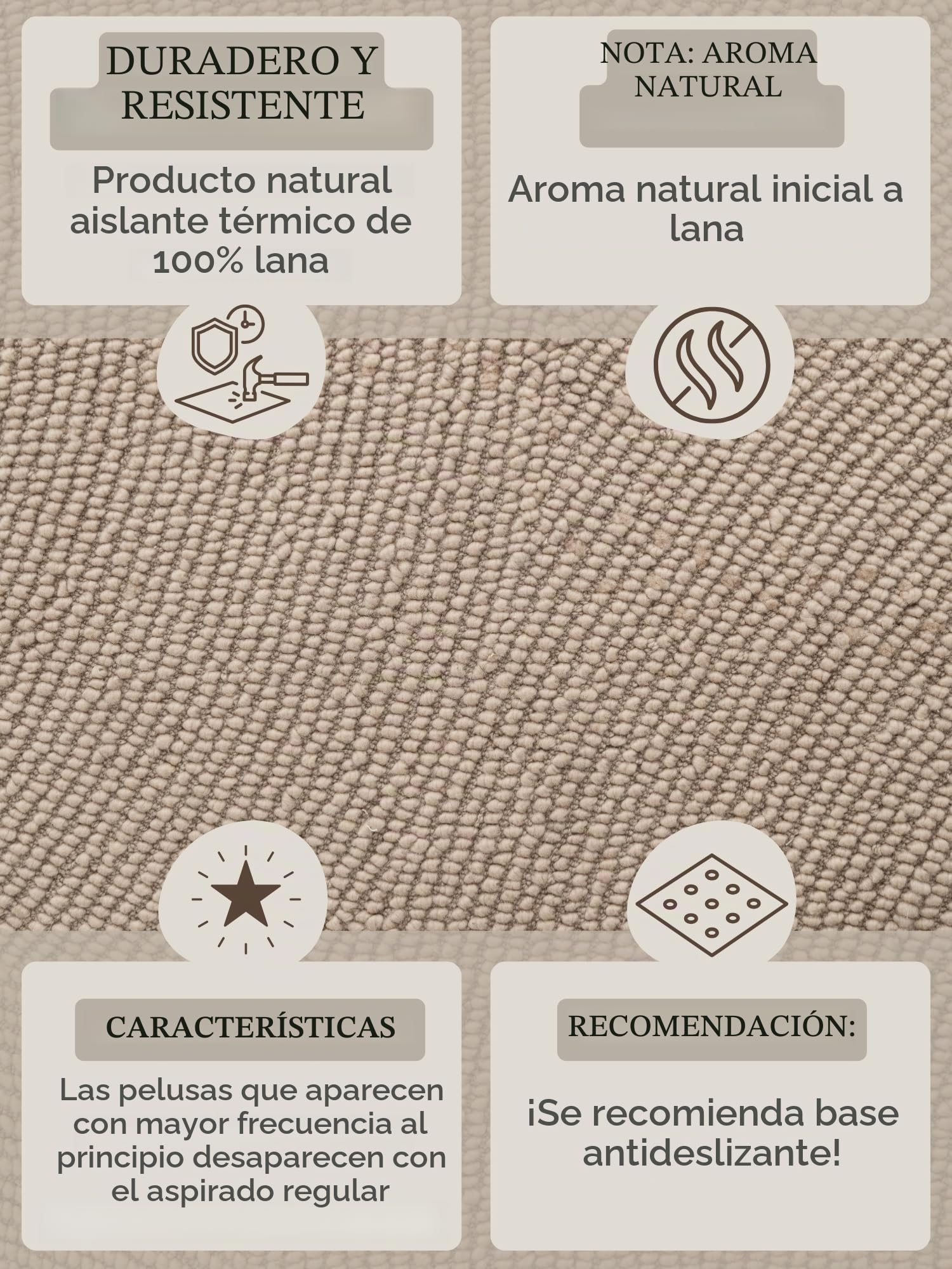 Hanse Home Alfombra de Lana Eleni – Alfombra Natural de salón – Hecha a Mano – Hygge Skandi, Alfombra Bohemia de Lana para salón, Dormitorio, Comedor, Pasillo, Beige Claro, 160 x 230 cm