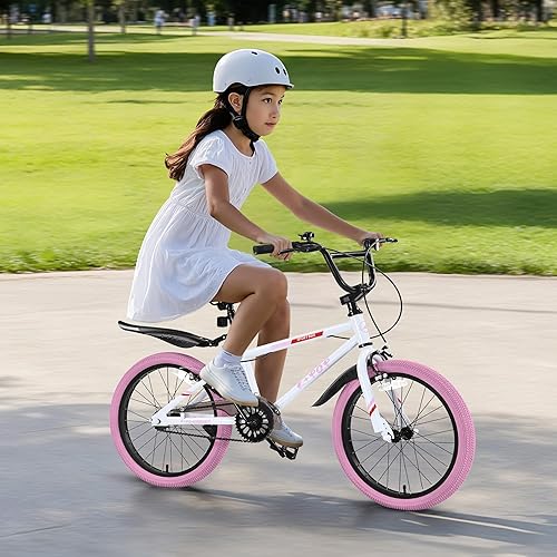 Miniatura 8 de Bicicleta infantil de 20 pulgadas estilo BMX, bicicletas para niñas y niños de 8 a 12 años, bicicleta de una sola velocidad para niños y niñas,