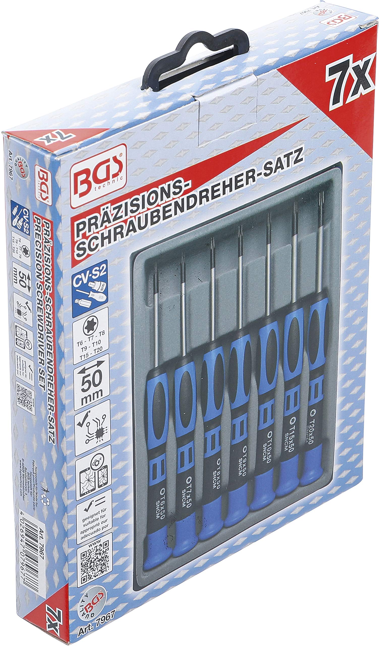 BGS 7967 | Juego de destornilladores de precisión | perfil en T (para Torx) | 7 piezas