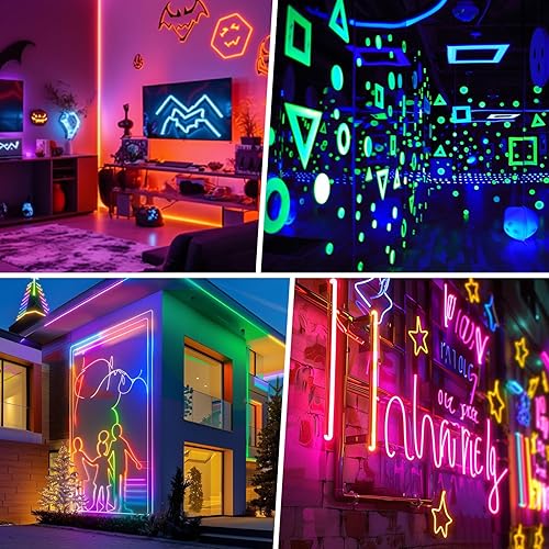 Vista 71 de Ourbest Luces de neón con retroiluminación EL, panel electroluminiscente cortable, hoja de lámpara de papel, luces suaves para bricolaje, 3 modos