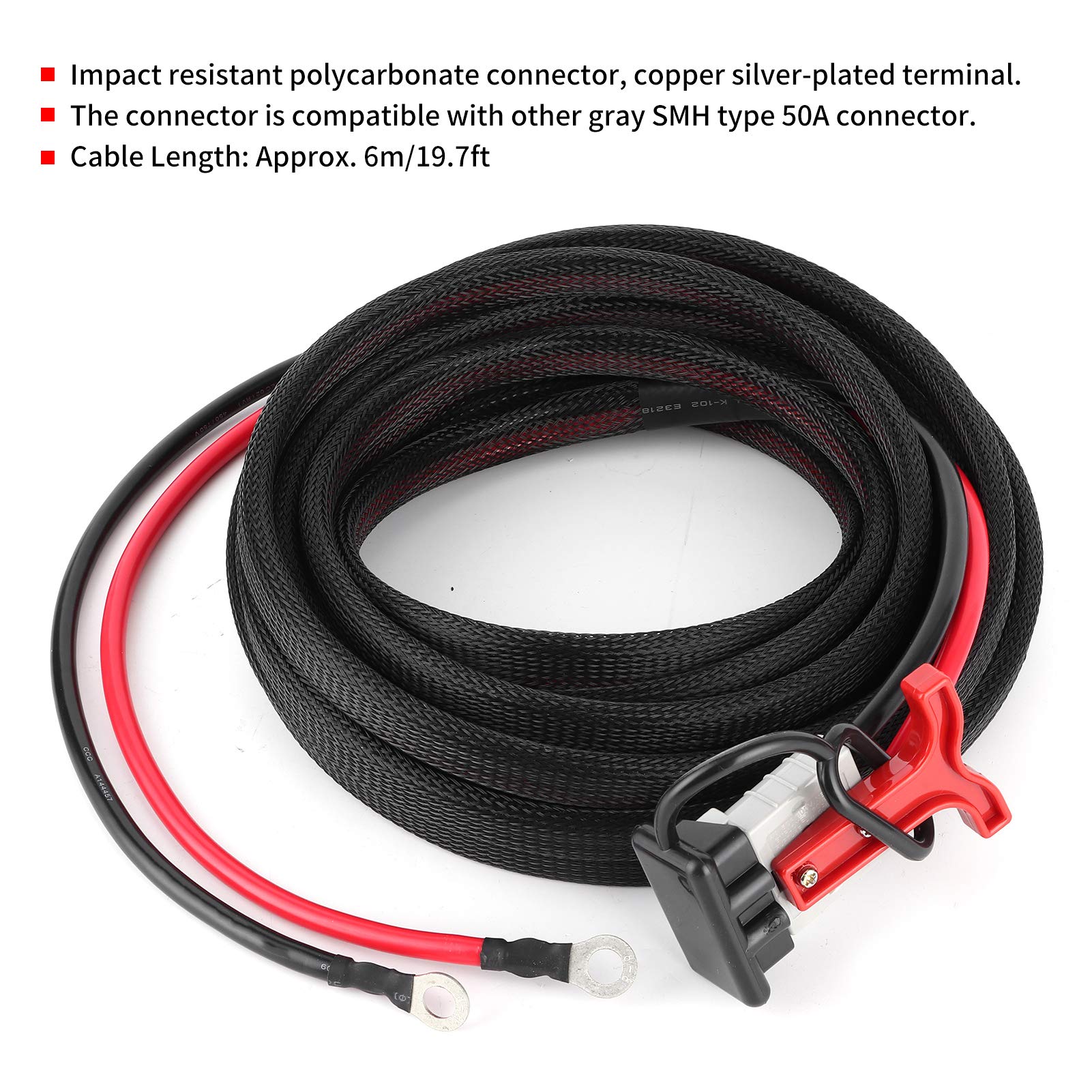 Kabel Połączeniowy z wtyczką Akumulatora O Długości 19,7 M, 600 W, 50 A, SMH do Przewodu Zasilającego Typu O, do Samochodów Kempingowych Kempingowych. Złącze z Kablem Połączeniowym