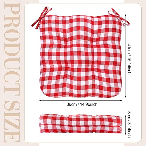 Miniatura 3 de Geetery Paquete de 4 cojines para sillas de comedor, cocina, oficina, cojines de asiento para silla de cocina con lazos, cojines para sillas de