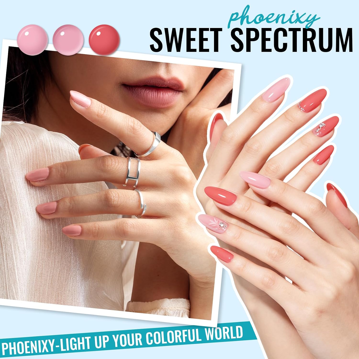 phoenixy 64 PCS Gel Nail Polish Set Gel Polish with Base Coat & Top Coat | 54 Colors Nail Polish All Seasons Gel Nail Polish Set Gift for Woman