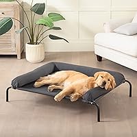 WESTERNHOME Cooling Elevated Dog Bed for Large Dogs - Breathable Mesh, Chew-Proof Raised Cot, Portable Indoor Outdoor with Waterproof Bolsters