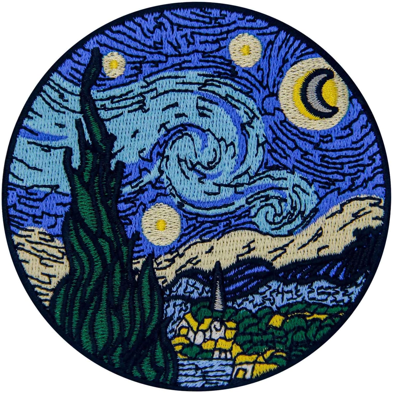 The Starry Sky Patch Embroidered Applique Iron On Sew On Emblem, Blue