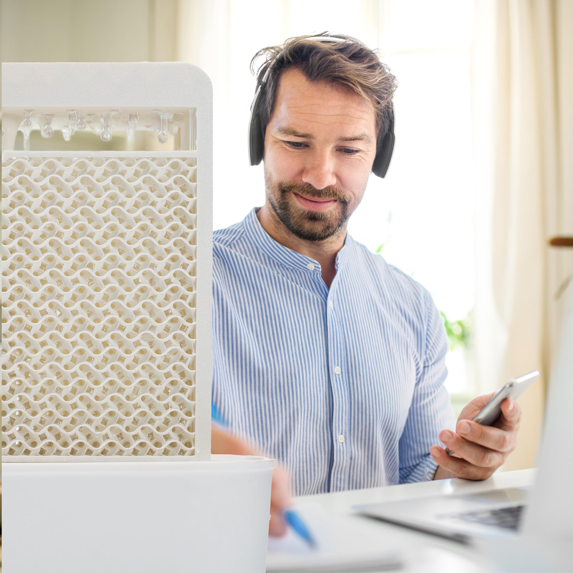 Mini-Saline Aura – Moderner Salzluft-Befeuchter, stylische Raumluftverbesserung, natürliches Meeresklima, kompakt & geräuscharm (Kreide) - Made in Germany
