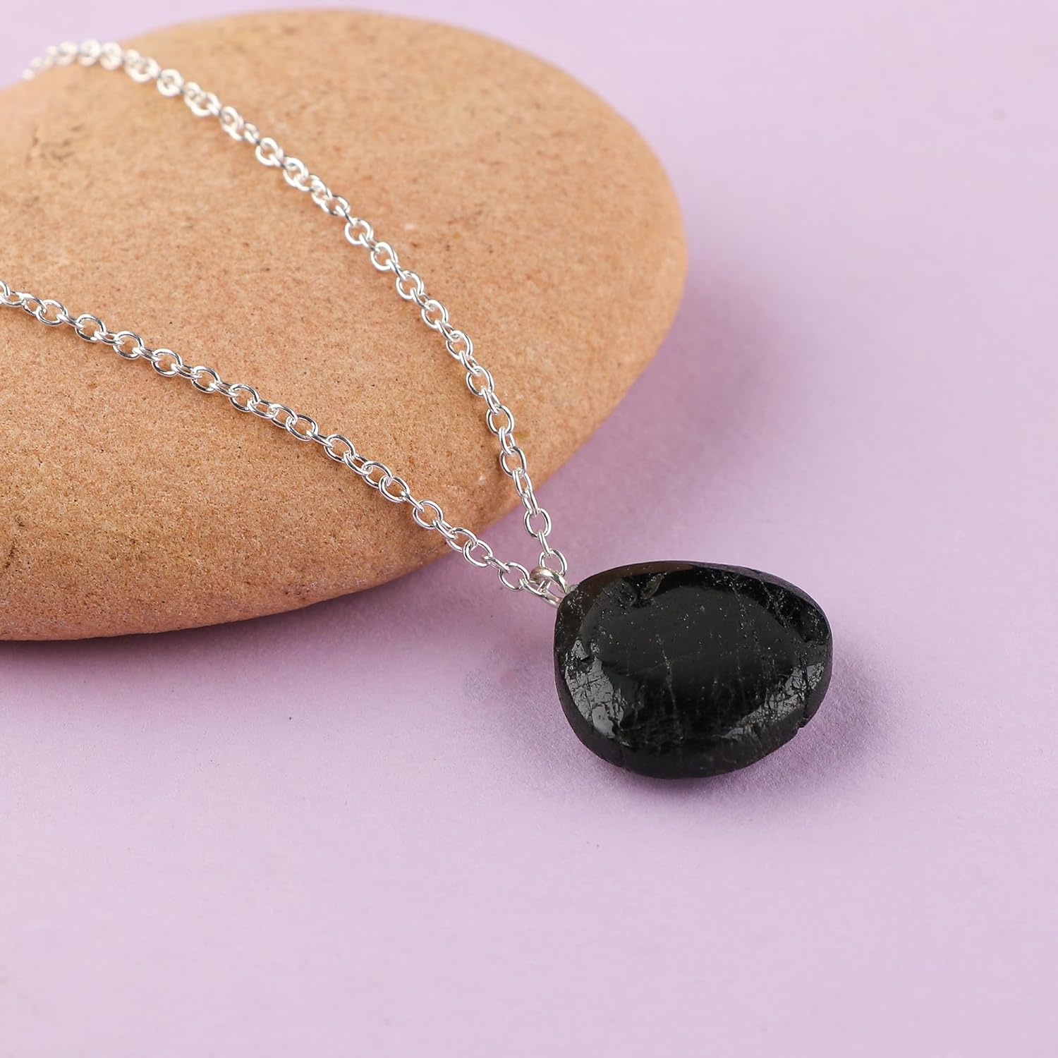 TGH Natural Heart Crystal Pendant Necklace for Women - Healing Gemstone Jewelry - 20mm Heart Stone - 16+2 Inch Silver Plated Adjustable Chain - Image 4