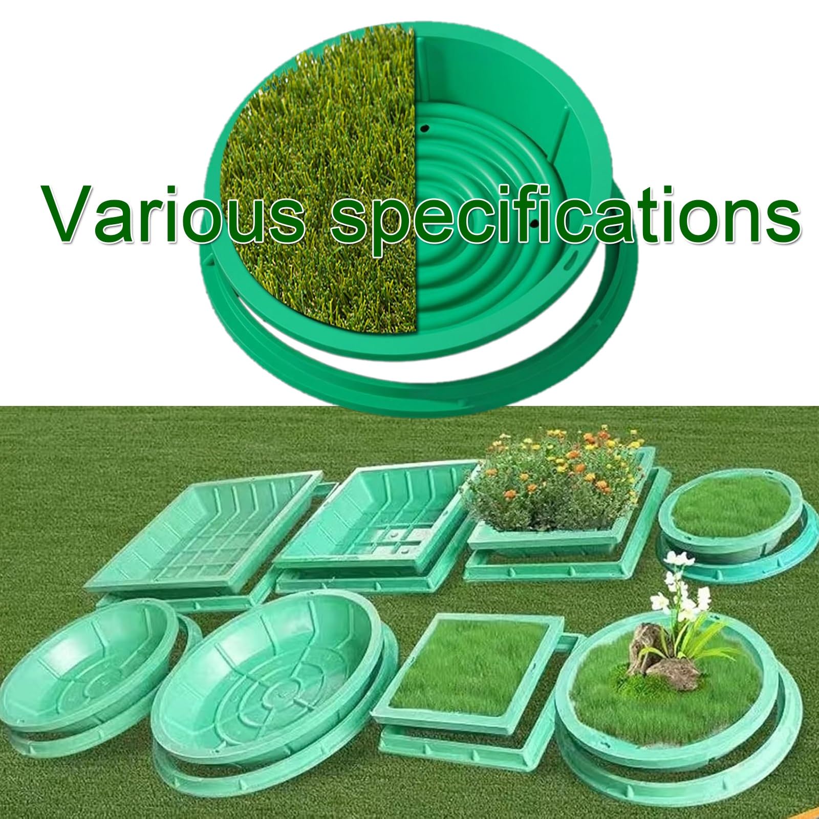 Prolunghe e coperchi per Fosse settiche Integrate - Coperchio Rotondo per pozzetto di ispezione per Prato, Ornamento da Giardino Rimovibile, Coperchio di ispezione Stampato in Un u