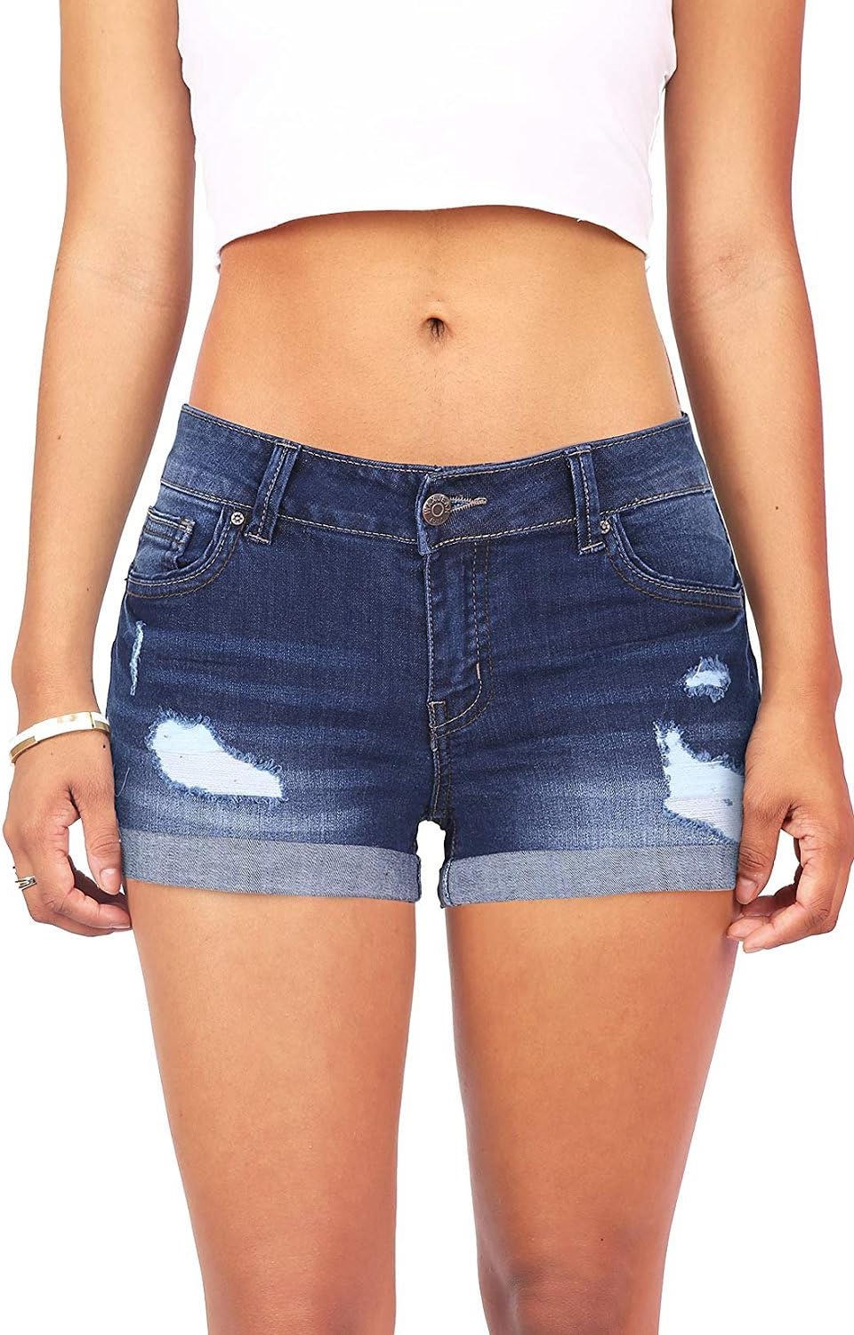 Tomwell Women's Summer Ripped Hole Butt Lifting Short Pants Distressed Stretchy Denim Shorts Skinny Hotpants Boyfriend Jeans
