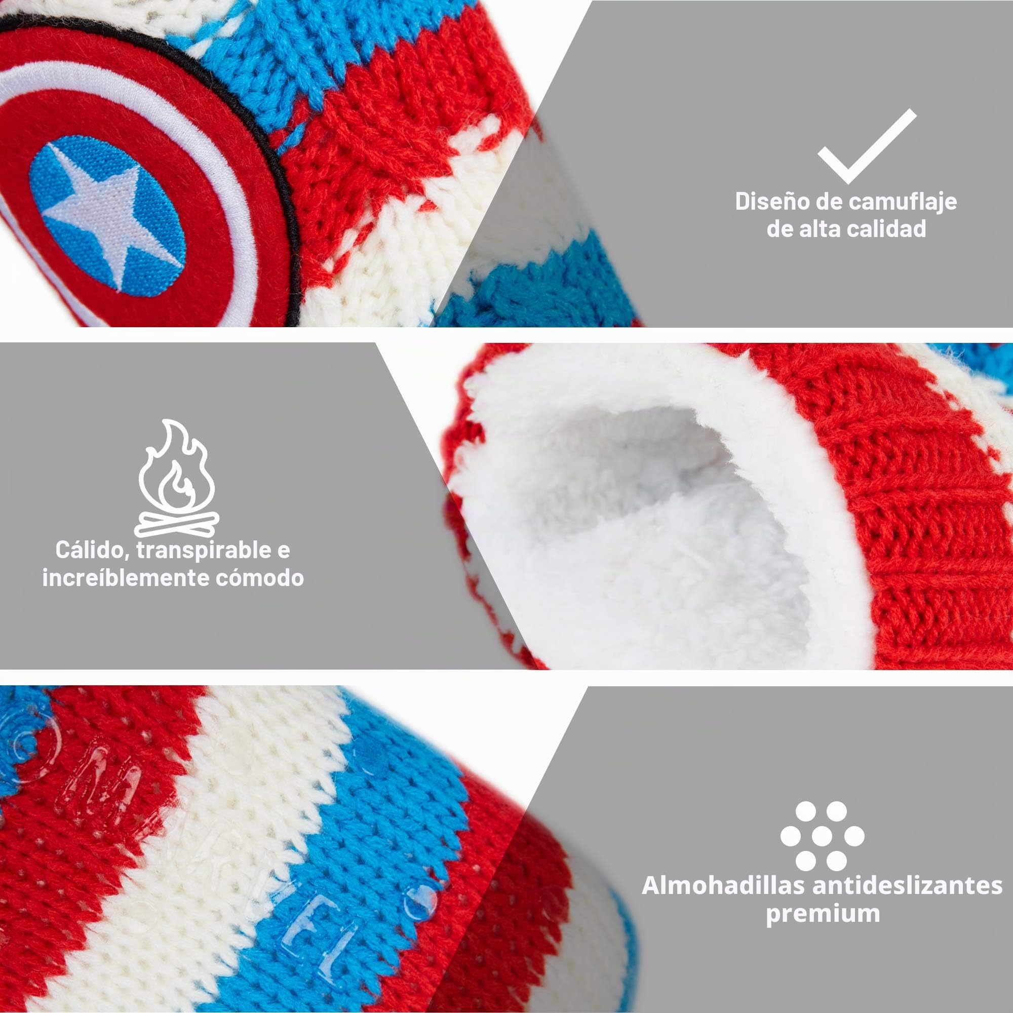Marvel Calcetines Antideslizantes Hombre y Adolescentes, Calcetines Pantuflas con Forro Sherpa, 38-44 EU, Regalos Hombre