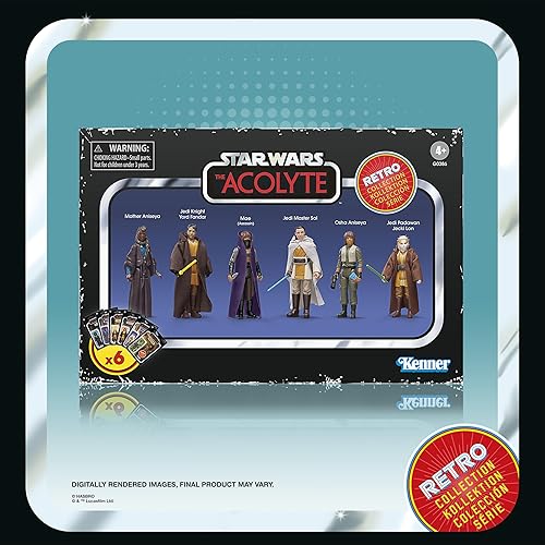 Miniatura 27 de STAR WARS Retro Collection The Acolyte - Paquete múltiple de figuras de acción coleccionables de 3.75 pulgadas, paquete de 6