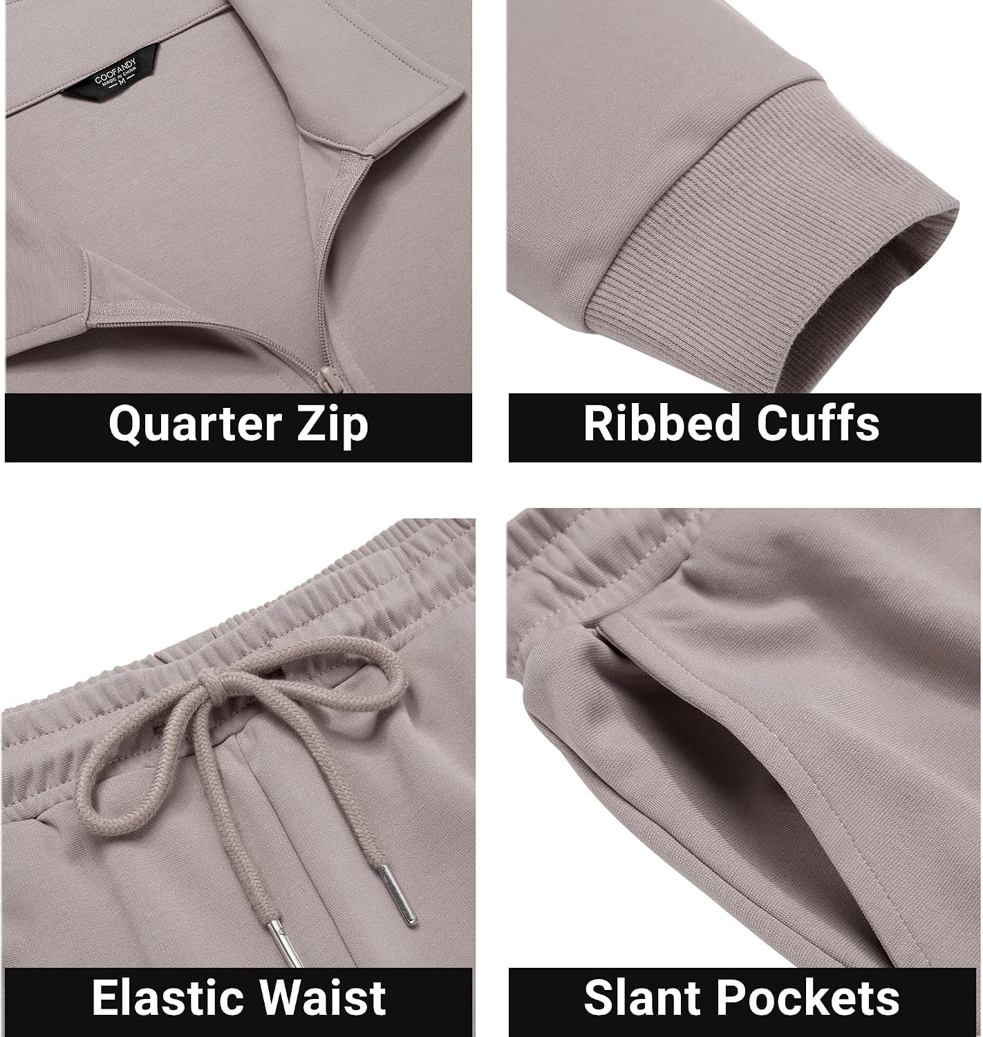 COOFANDY Men's Tracksuit 2 Piece Quarter Zip Polo Athletic Sweatsuits Casual Running Jogging Sport Suit Sets