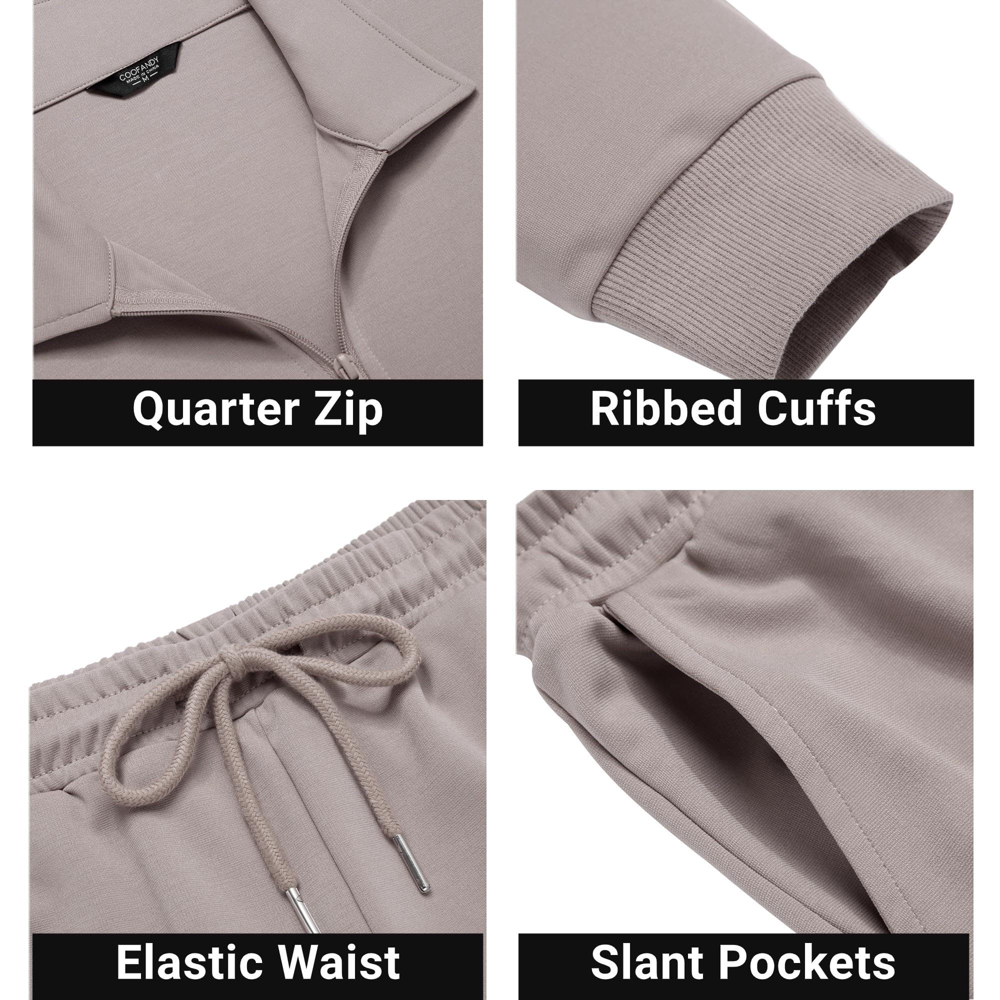 COOFANDY Tuta sportiva da uomo, 2 pezzi, polo con zip a un quarto, tuta sportiva casual da corsa e jogging