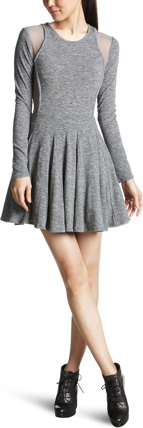 Amazon Co Jp スナイデル Snidel シースルーショルダーフレアワンピース Scod Gry グレー F 服 ファッション小物