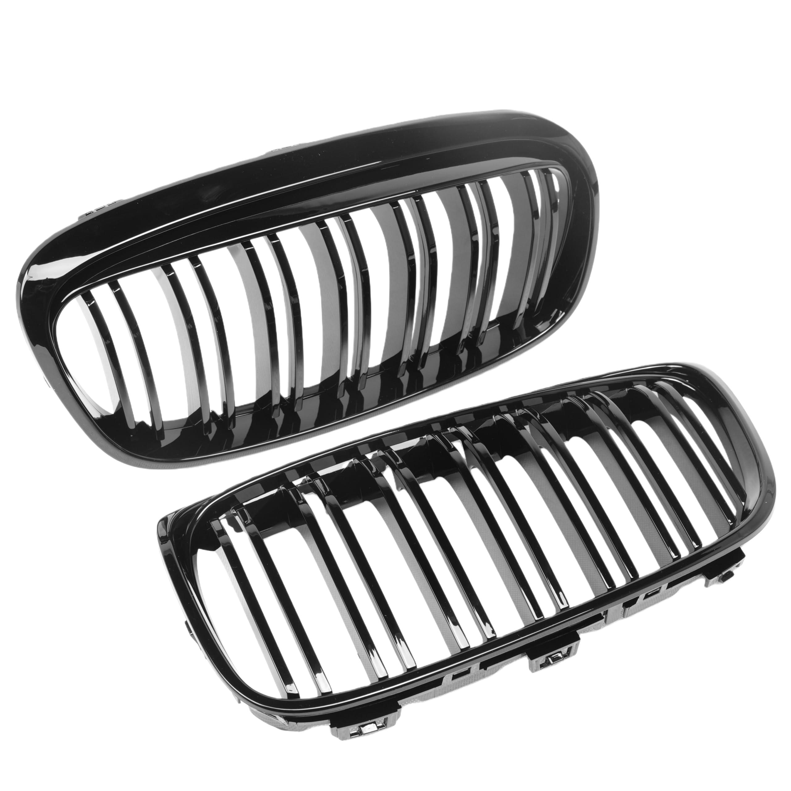 Sport Kühlergrill Nieren kompatibel mit BMW 2er F45 F46 Bj. 2012-2018 Glanz Schwarz Doppelsteg Grill