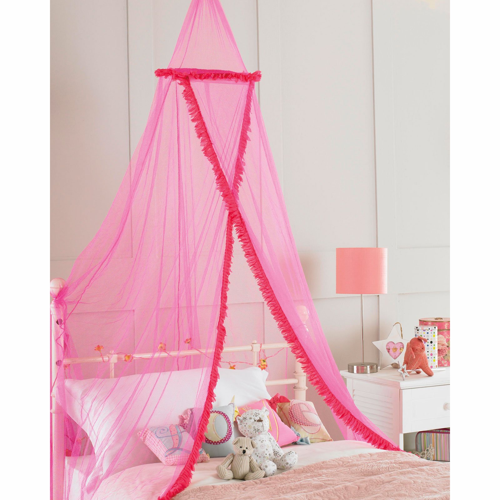 Childrens Girls Bed Canopy Mosquito Fly Netting Net New 30x230cm - Pink Ruffle