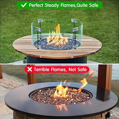 Miniatura 10 de Skyflame Protector de viento redondo de vidrio de 29 pulgadas, mejorado para evitar que se caiga, panel de vidrio templado grueso y transparente con