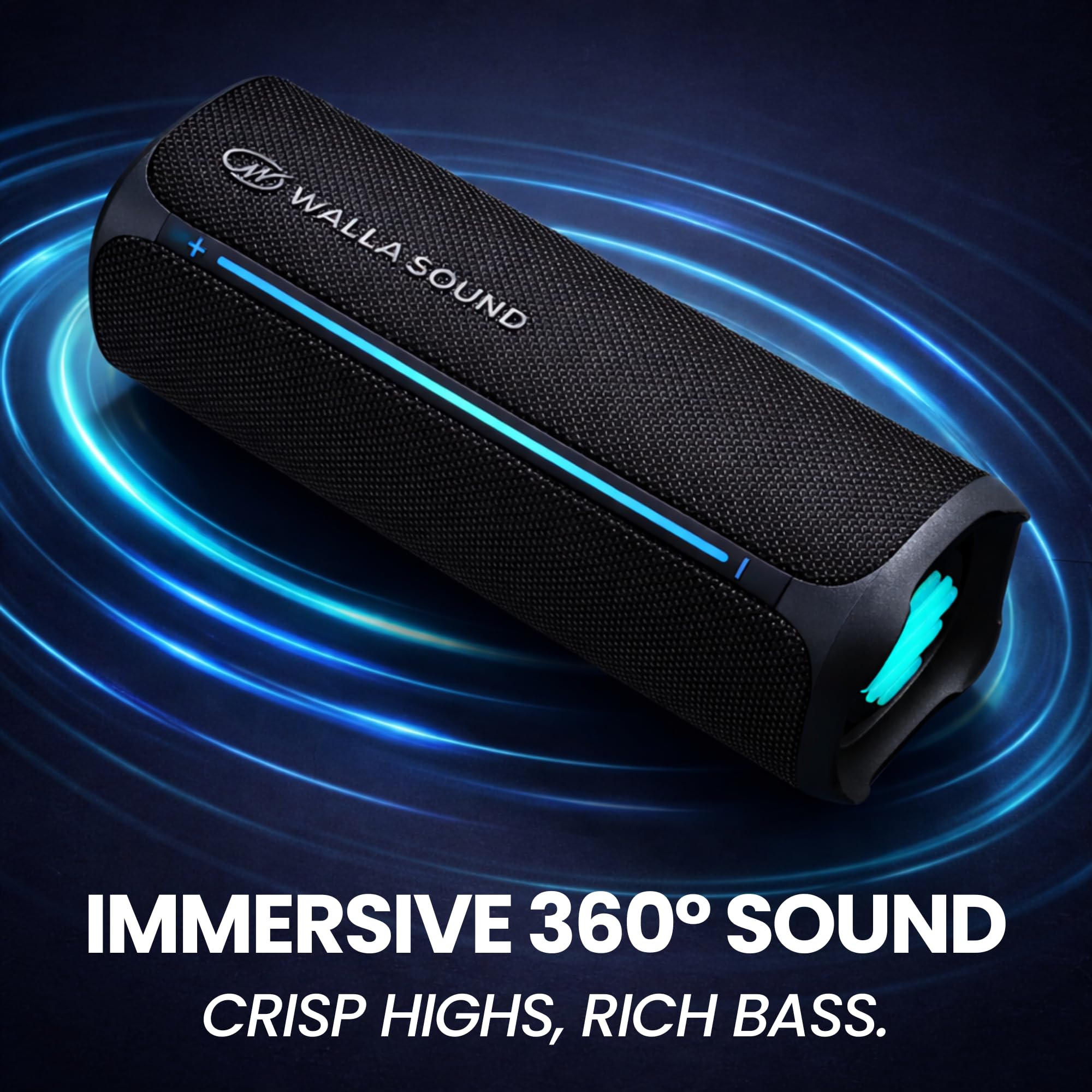 Altoparlante Bluetooth portatile Walla Boom+ - Audio ad alta potenza da 20 W, impermeabile IP67, accoppiamento TWS, ricarica USB-C, 8 ore di riproduzione, Bluetooth 6.0, progettato per interni ed
