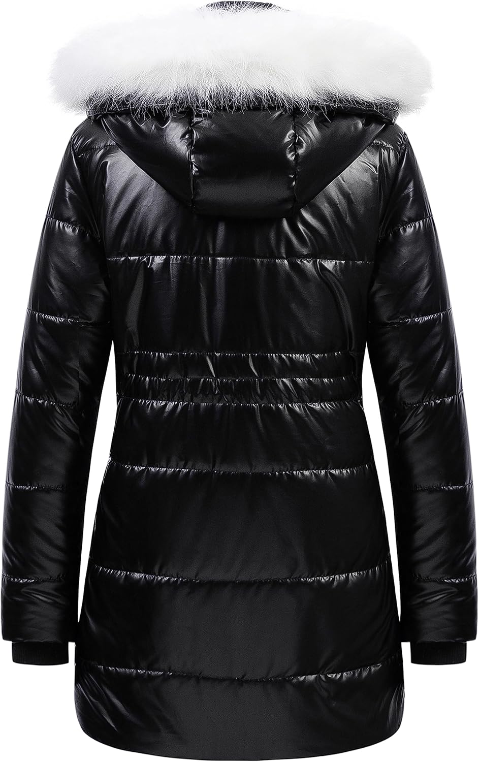 Chrisuno Women's Winter Warm Coats Puffer Jacket Long Drawstring Waterproof Snow Parka With Removable Faux Fur Trim Hood - Image 2