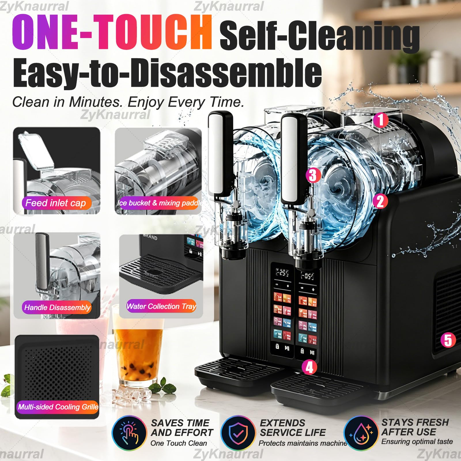 Profesional Heladera De 430 W, Máquina Comercial De Granizados, Pantalla LCD, Limpieza Automática, Controles Táctiles, para Yogur, Cafeterías, Bares De Aperitivos Y Restaurantes White