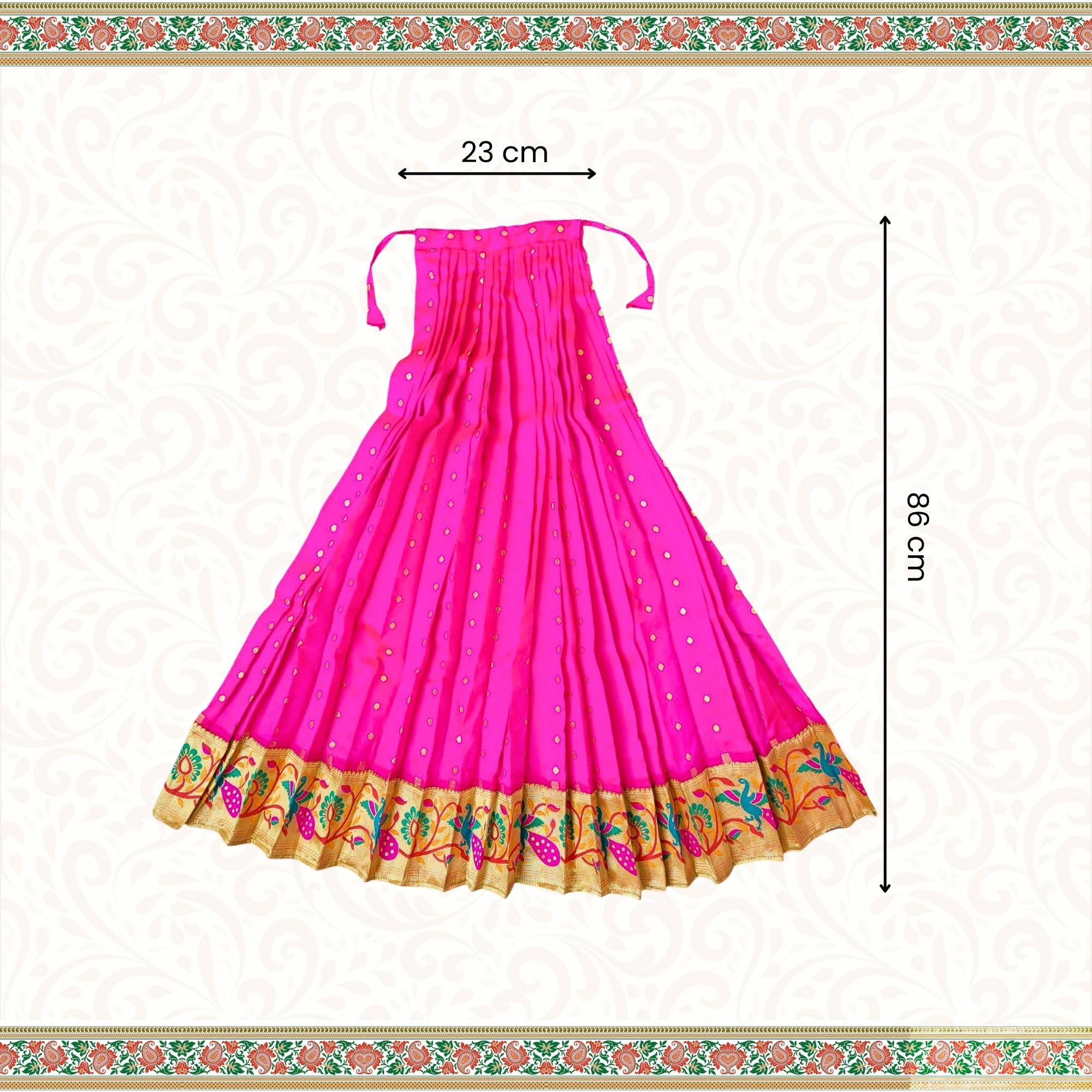 PUNYATVA Gudhi Vastra for Gudhi Padwa Festival (Paithani, Fresh Pink) | Traditional Maharashtrian Gudi Cover Saree Cloth for GudiPadva | Readymade Ugadi & GudhiPadawa Decoration Pooja Décor 3
