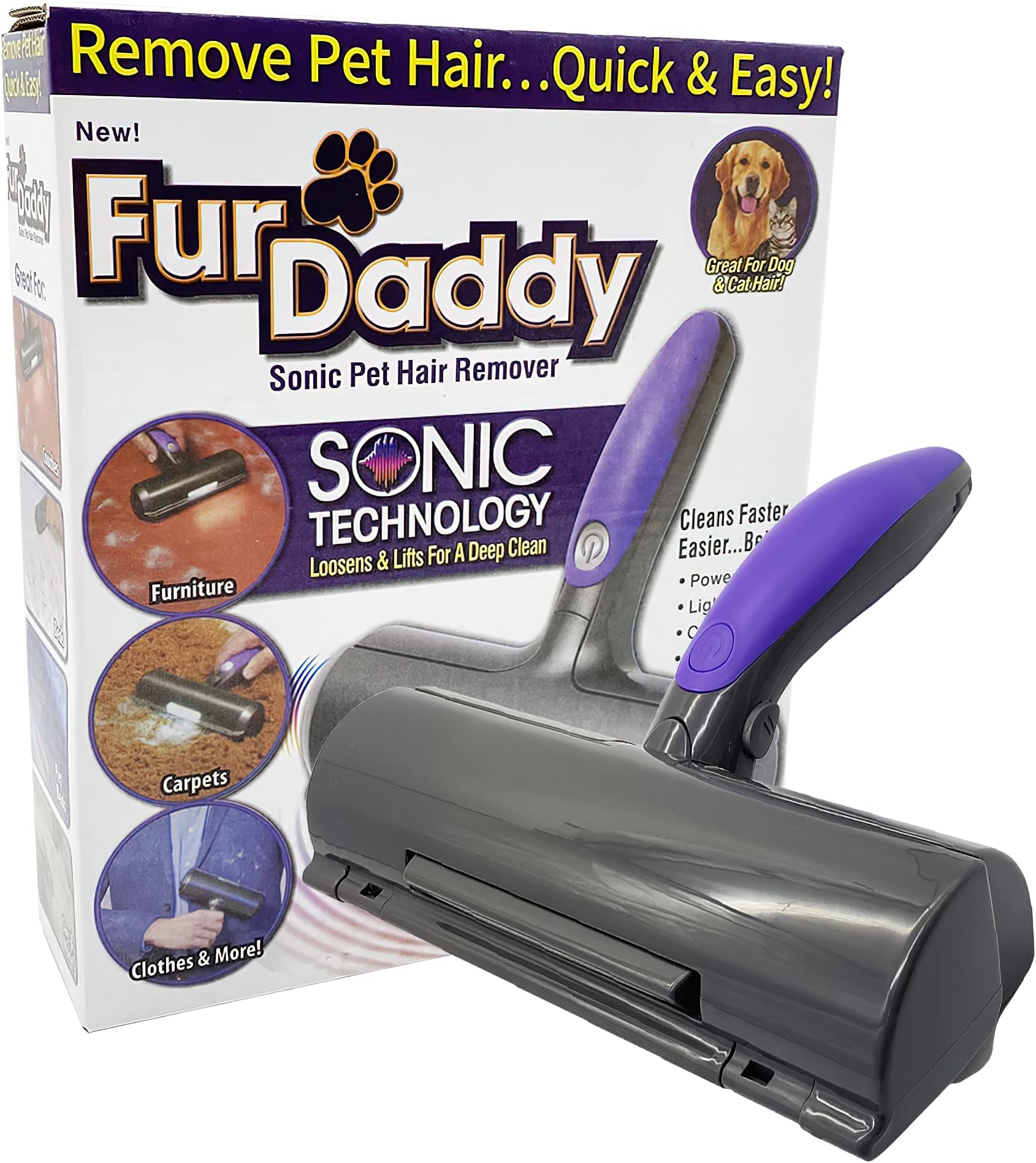 NC Furdaddy Sonic Pet Hair Remover Roller Dog Hair Remover, Cat Hair Remover, Pet Hair Remover