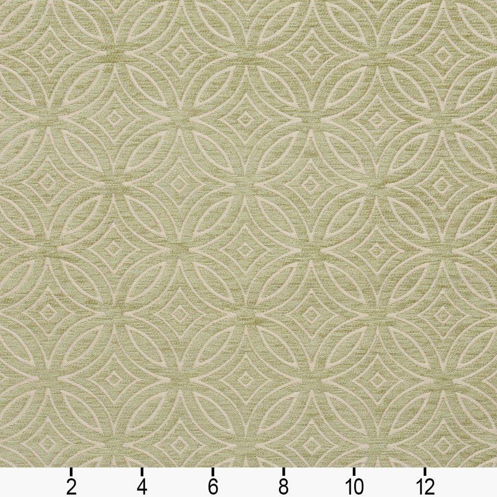 Light Green Woven Geometric Chenille Upholstery Fabric by The Yard - SKU: Aubrey Seaglass