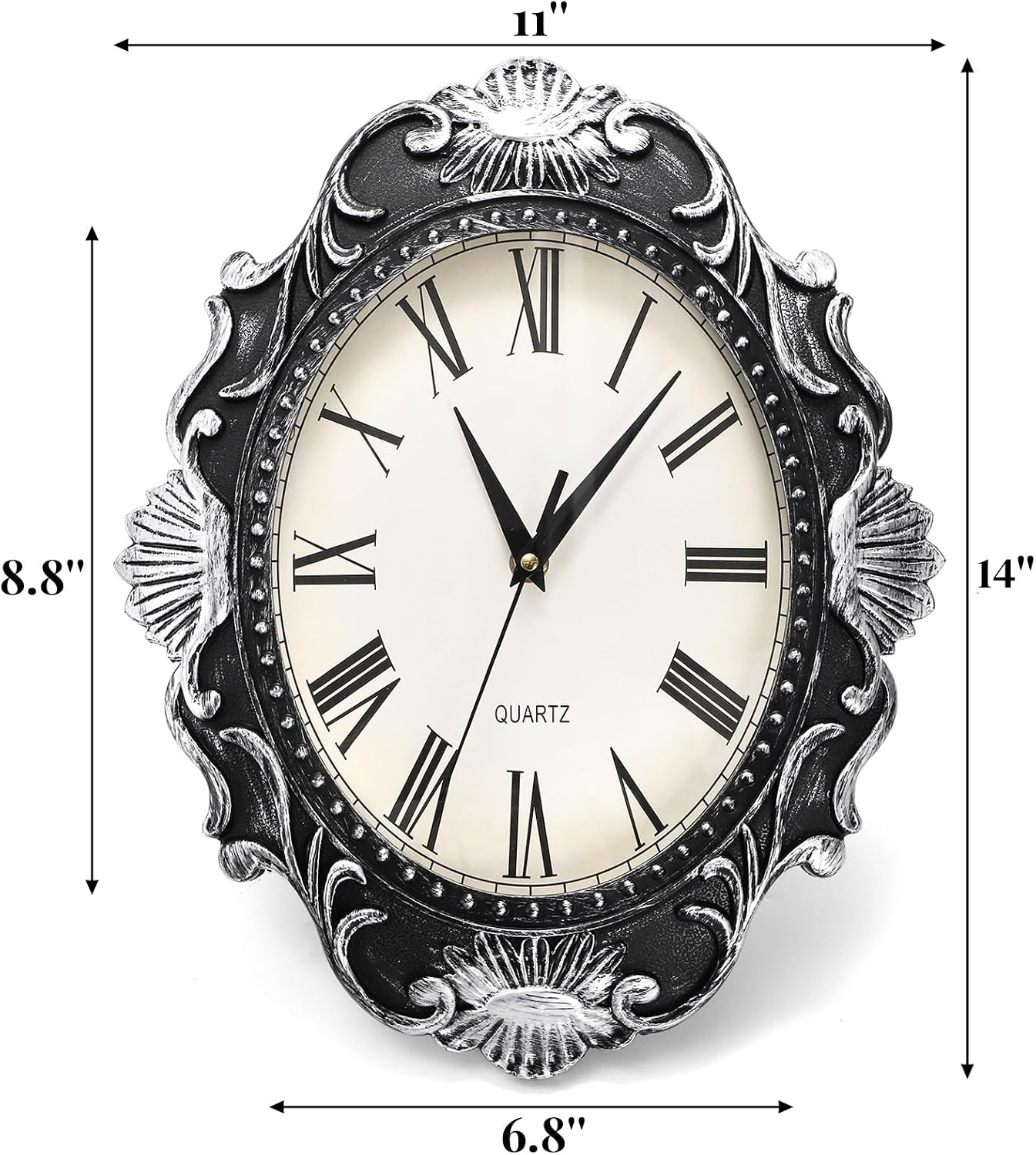 ZAVOOS 14 Inch Retro Wall Clock, Battery Operated Quartz Movement