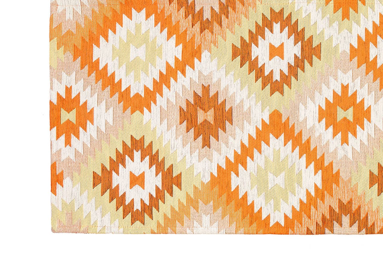 BIANCHERIAWEB Suardi - Lot de 2 tapis d'ameublement antidérapant pour chambre salon, motif abstrait, géométrique, 65 x 110, orange