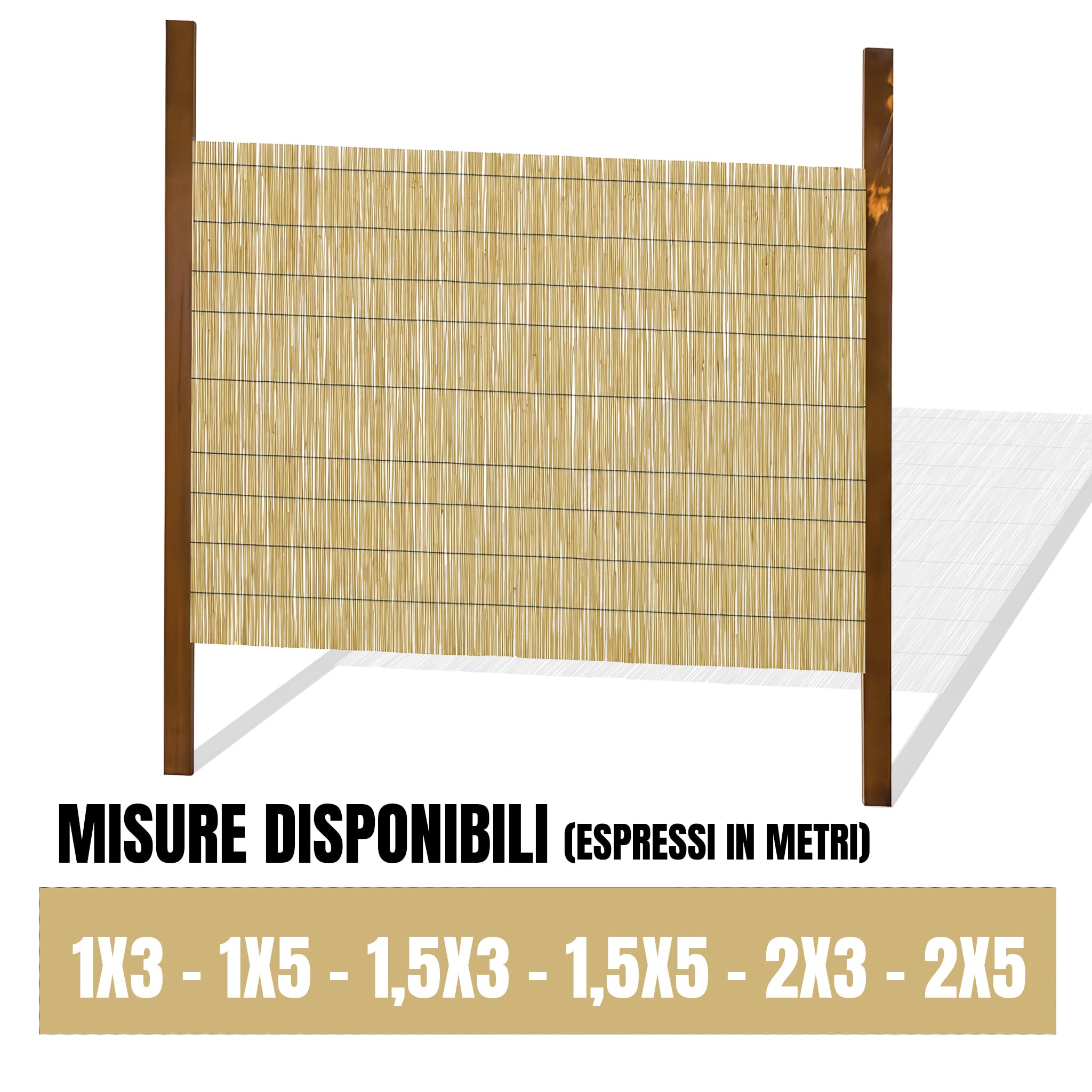 ESTO Arella In Bambù Naturale Per Esterno, Canniccio Frangivista Ombreggiante Da Giardino, Terrazzo, Balcone, Stuoia Recinzione Decorativa In Canna Bambù, Rete Frangisole Privacy (2x5 Metri)