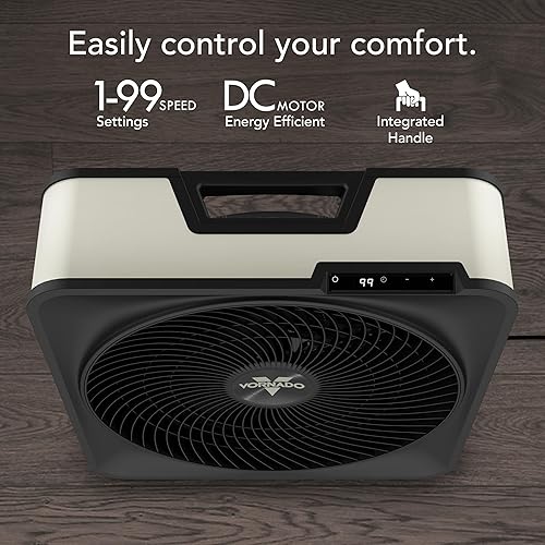 Miniatura 4 de Vornado Ventilador de caja de alta velocidad modelo 80X con soporte de patada, pantalla digital, rejilla extraíble, control de velocidad variable,