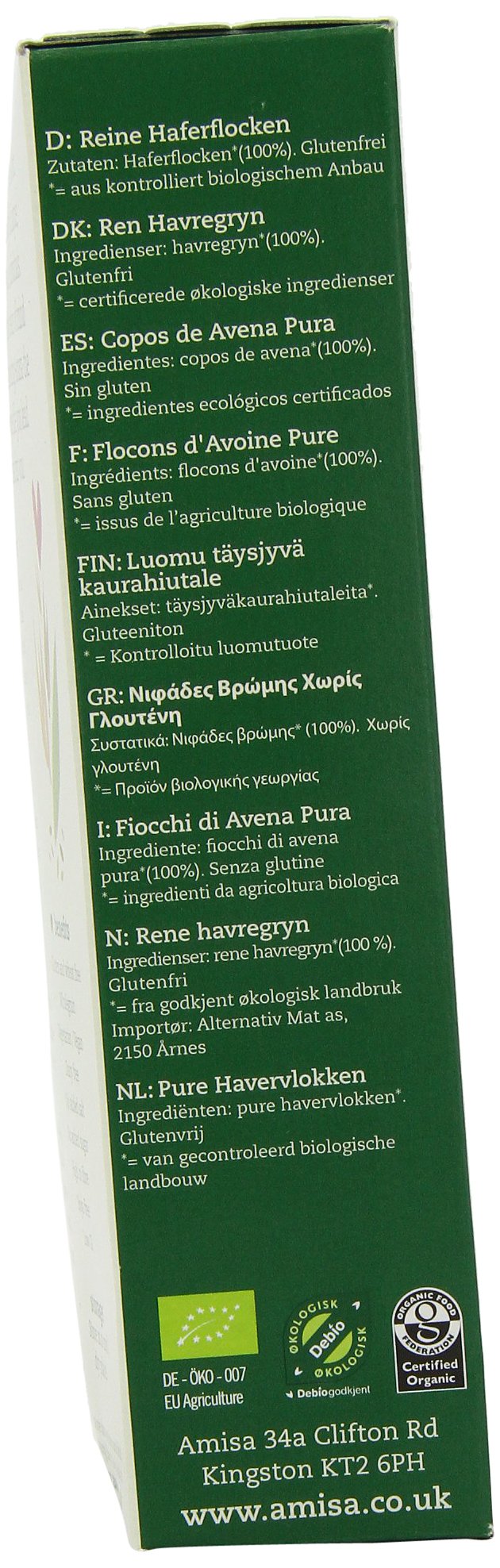AMISA /HILDEGARD Organiczna bezglutenowa czysta owsianka owsianka 325 g (opakowanie 1)