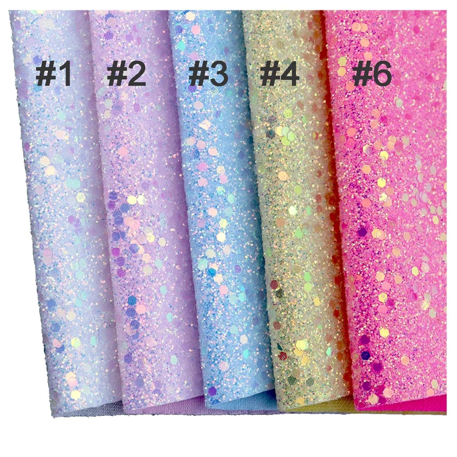 Tessuto glitter esagonale in pelle PU