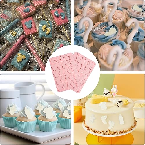 Miniatura 7 de Molde de chocolate para baby shower, moldes de silicona con huella de bebé, molde de silicona con patrón de botella de chupete para bebé, moldes de