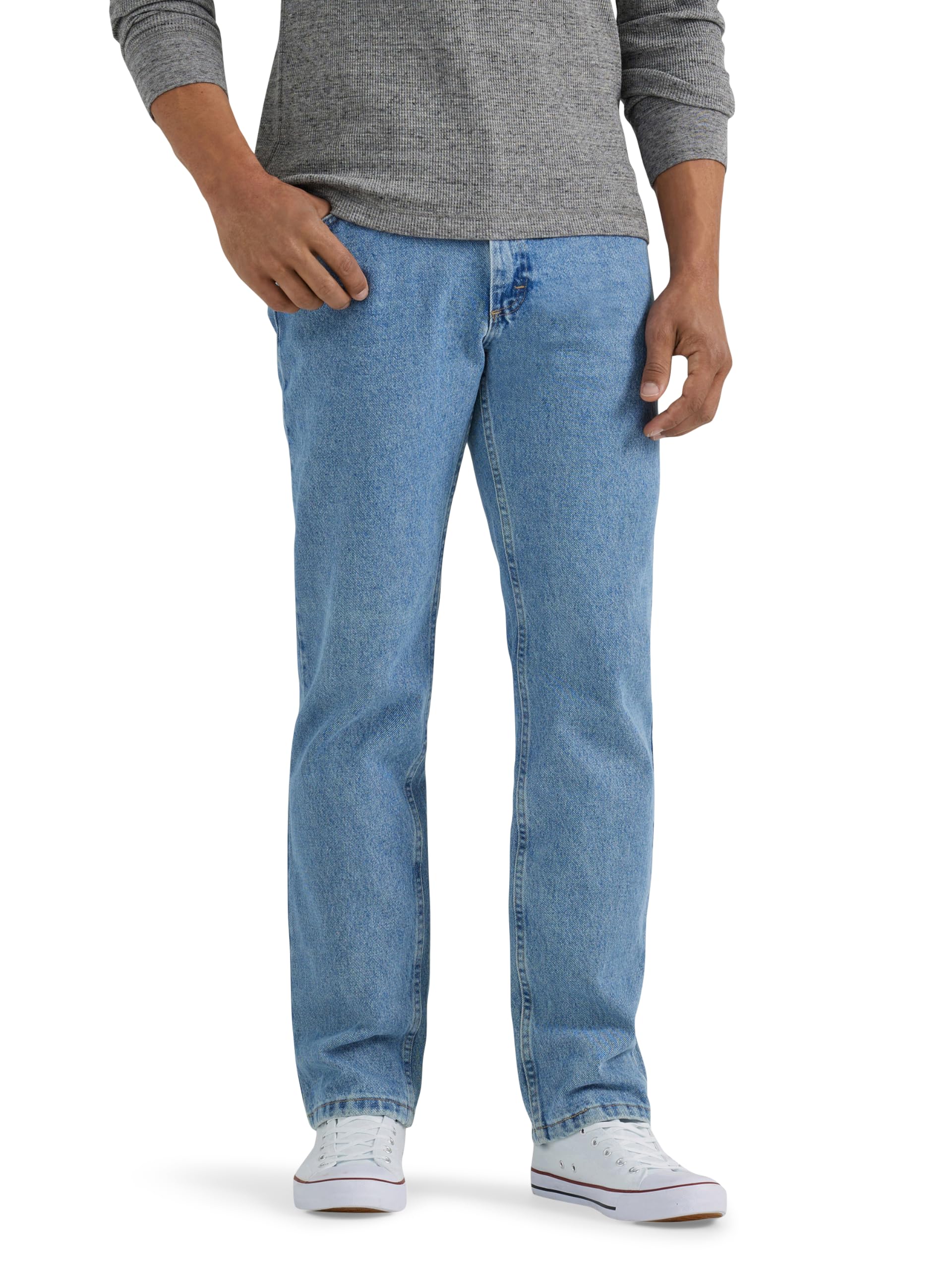 Wrangler Authentics Men's Classic 5-Pocket Regular Fit Cotton Jean, Light Stonewash, 48W x 34L